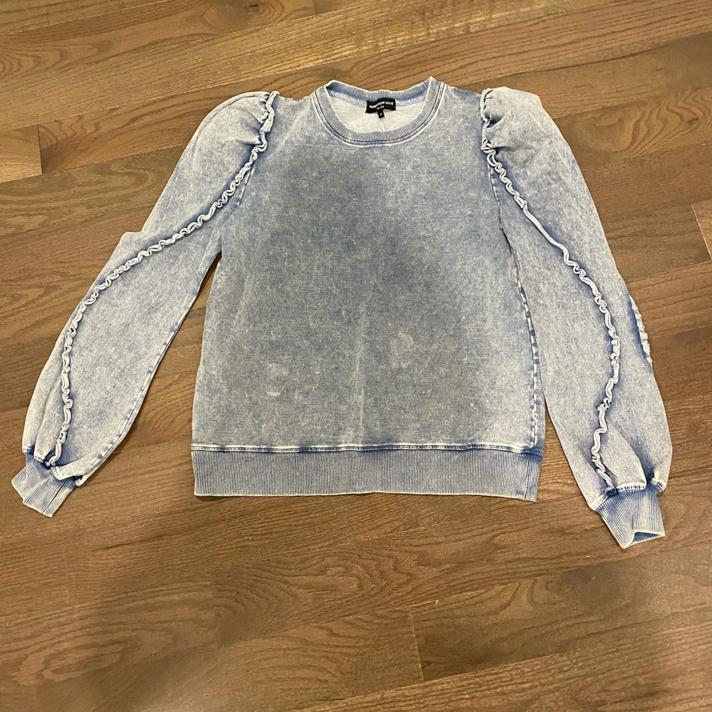 Generation love chambray ruffle sweatshirt NWOT